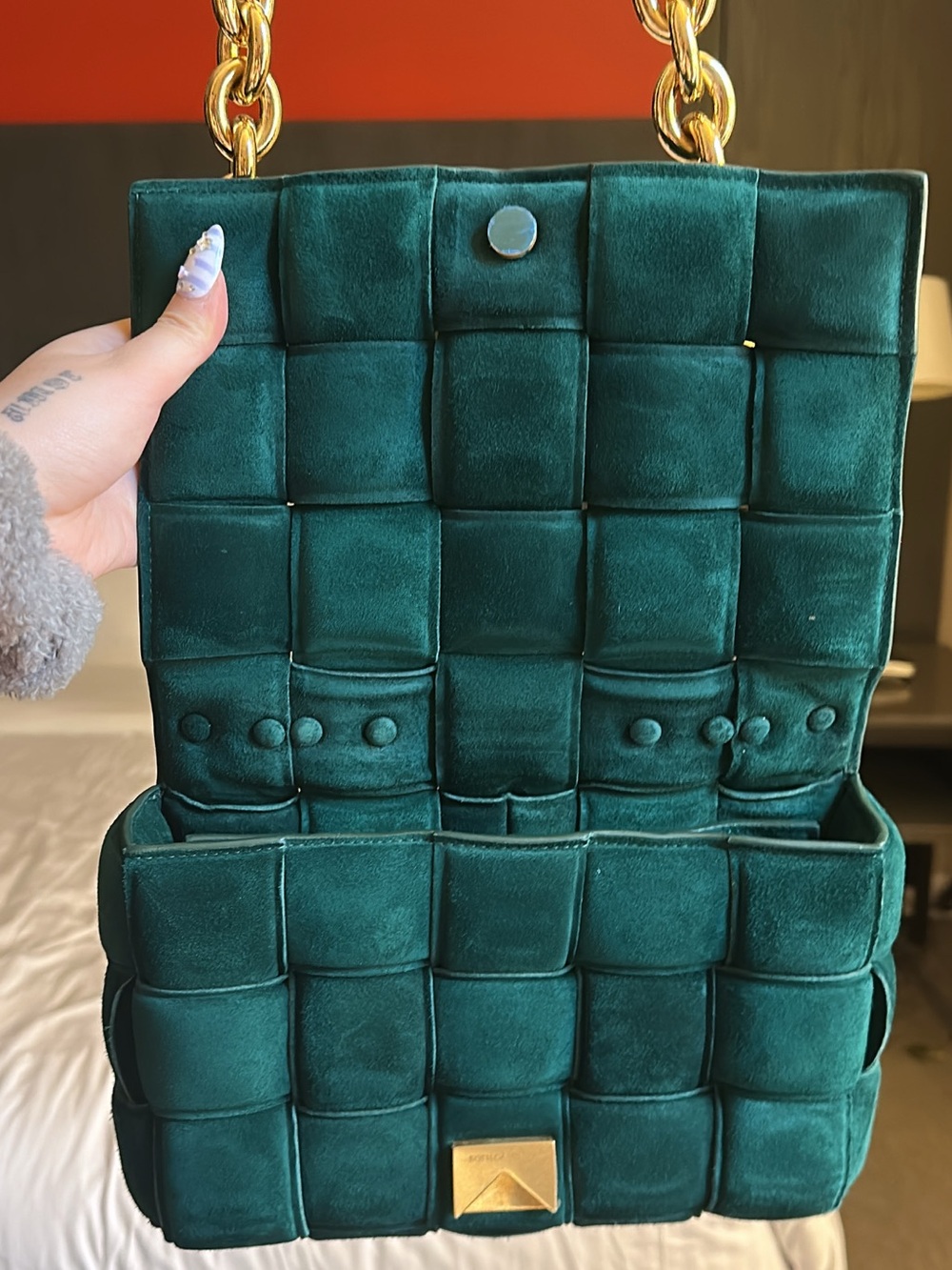 Bottega Veneta Teal Padded Cassette Bag with Gold Chain - Picture 2 of 8